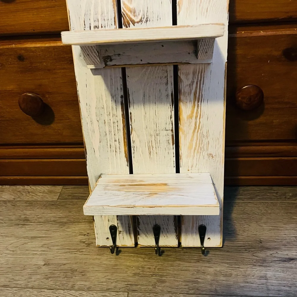 Stunning wood wall decor(key holder/shelf/chalk board)